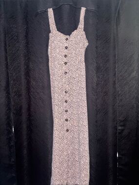 4 for $25 Sleeveless Button-Front Leopard Print Midi Dress - White/Black